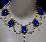 Medieval Necklace Acrylic Cabochons & Glass Pearls