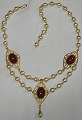 Medieval Necklace Glass Pearls and Carnelian Cabs
