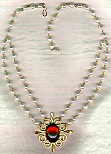 Medieval Necklace Scroll, Ruby & Pearls
