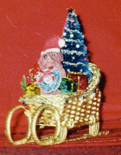 Beautiful dog in sleigh