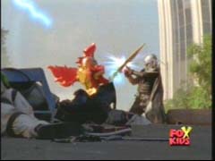 Red Ranger defeats Ransik with Battle Warrior