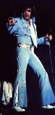 Elvis onstage getting ready to turn around.