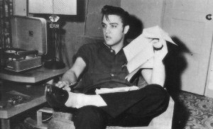 A candid Elvis relaxing.