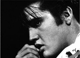 Upclose shot of a 1950s Elvis.