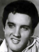 Upclose shot of Elvis in the 1950s.