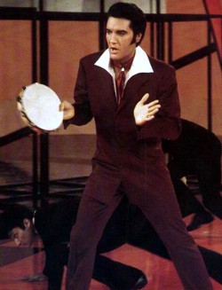 Elvis wearing red suit during 68 Comeback