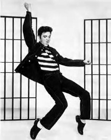 Elvis on the set of Jailhouse Rock.