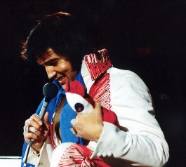 Elvis with a gift from a fan
