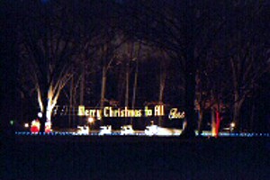 Graceland decked out for Christmas.