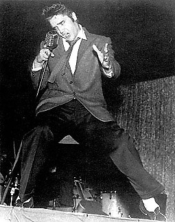 Young Elvis onstage.