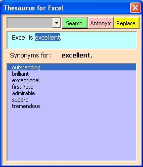 Excel Thesaurus