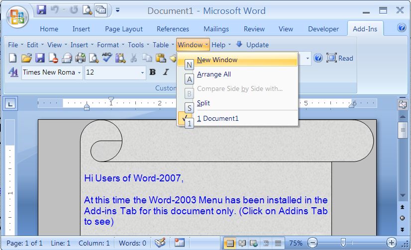 Word Menu-2003