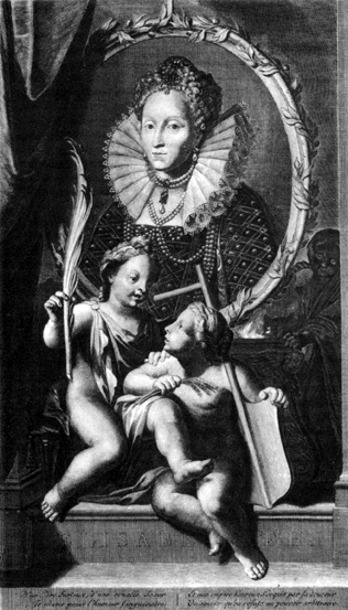 Queen Elizabeth with her children, from the Baconians' site
