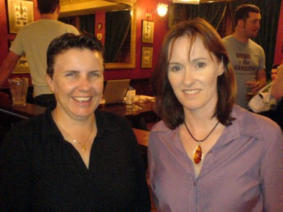 2006 Shamrocks womens coach Kim Clist (left) and mens coach Jacqueline Peacock at the Pig �n� Whistle event on Saturday night