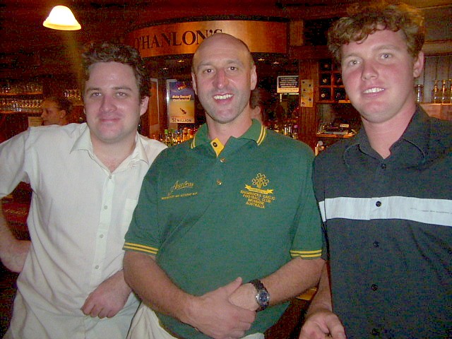 The celebration is on for the 2003 club executive - James Marshall, David Duguid, Matt Walsh