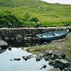 Dingy alongside a fishing pier near Ballynahinch Castle