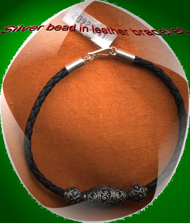 explore our bracelet with silver bead in leather