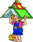 Little girl with books on top of her head