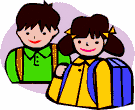 two children with backpacks