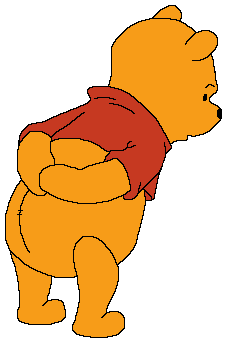 Pooh checks out what Mikayla is reading.