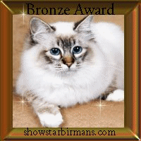 Showstar Birman Cats Web Site of Excellence Bronze Award