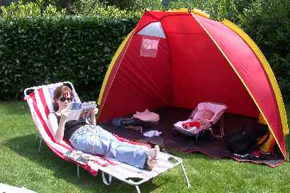 ... this cool tent will be my sun protection at the beaches of Spain and France...