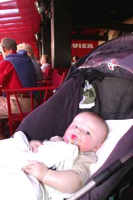 Here I am at world famous Cafe Senequier in St. Tropez. My yacht is just across the street at the pier...