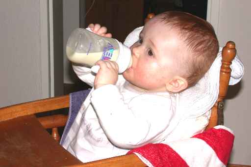 By now I can also drink my bottle myself...