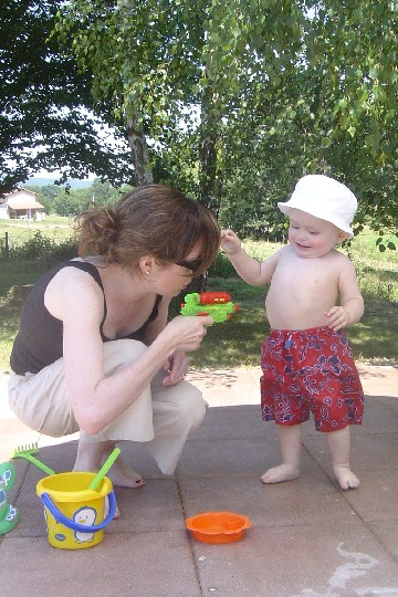 ... here I am in Southern France, getting a little refreshment from Mum...