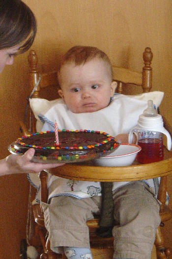 Lionel's 1st B-Day... he was a little overwhelmed by all the people who came to see him!