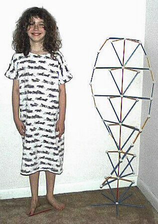 other picture of Kathryn with double-helix Zome structure