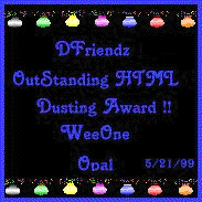 DFriendz Playground Outstanding HTML Dusting Award 5.21.99