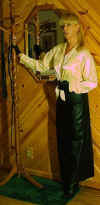 lady carol in shinyblouse and leather pencil skirt1