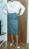 mrsb in shinyblouse and leather pencil skirt1