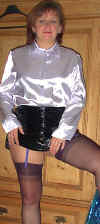 sandra in satin blouse and PVC skirt2