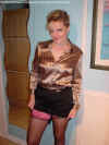 Anne in stripy shinyblouse