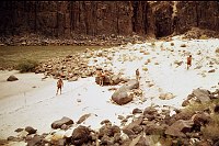 LEFT - 133 MILE. CC=40. WATER EROSION EVIDENT NEAR LARGE BOULDERS. 1975. NPS, BORDEN.<br>