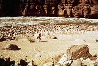 RIGHT - UPSET RAPID (MIDDLE) CC=15. POTENTIAL LOSS OF BEACH BY EROSION.  1975. NPS, BORDEN.