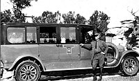 HARVEY TOURING CAR &quotCARDENAS&quot AT HERMITS REST. DRIVER IS WILLIAM GUY BASS, SON OF W.W. BASS. CIRCA 1918. BASS.