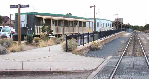 View south past interim Backcountry Permit Office towards Maswik Transportation Center. NPS Photo: 01 JAN 2004