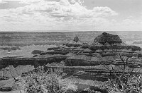 III) EL TOVAR ALMOST OVER ZOROASTER. MARICOPA TO HOPI BETWEEN Z. AND BRAHMA. YAKI'S LONG PROFILE SLOPING TOWARD Z. GRCA 70068. SUMMER 1951. CLUBB PHOTO.
