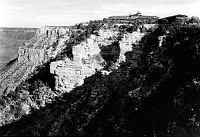 EL TOVAR HOTEL, WESTERN EXPOSURE. CANYON RIM. SHOWS KAIBAB AND COCONINO LAYERES. 15 NOV 1936. GRANT, NPS.