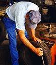 Changing a tire at the Grand Canyon Chevron Station, 1998