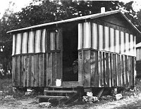 CABIN DETAIL AT WYLIE WAY CAMP, NEAR BRIGHT ANGEL POINT ON THE NORTH RIM. &quotPOOREST ACCOMODATIONS ON OUR TRIP.&quot AUG 1929. SCOTT