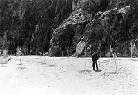 CCC ENROLLE WATERS TREES, PLANTED TO REVEG FOOTPRINT OF CCC CAMP 818: PHANTOM RANCH.  CIRCA 1936. NPS. 