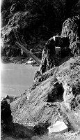 1928 KAIBAB BRIDGE. VIEW FROM SOUTH OF COMPLETED PROJECT. TUNNEL. ABUTMENTS. CIRCA 1928 NPS PHTO