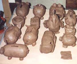 Childrens' handmade pots