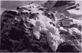 This powder-snow avalanche was photographed at Murren, Switzerland. 
Copyright� 1998,1999 WestWide Avalanche Network