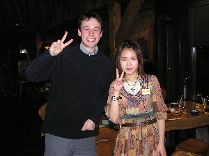 Me with one of the interestingly-dressed waitresses