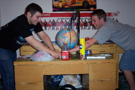 Mike and Jeff battle for a loose puck